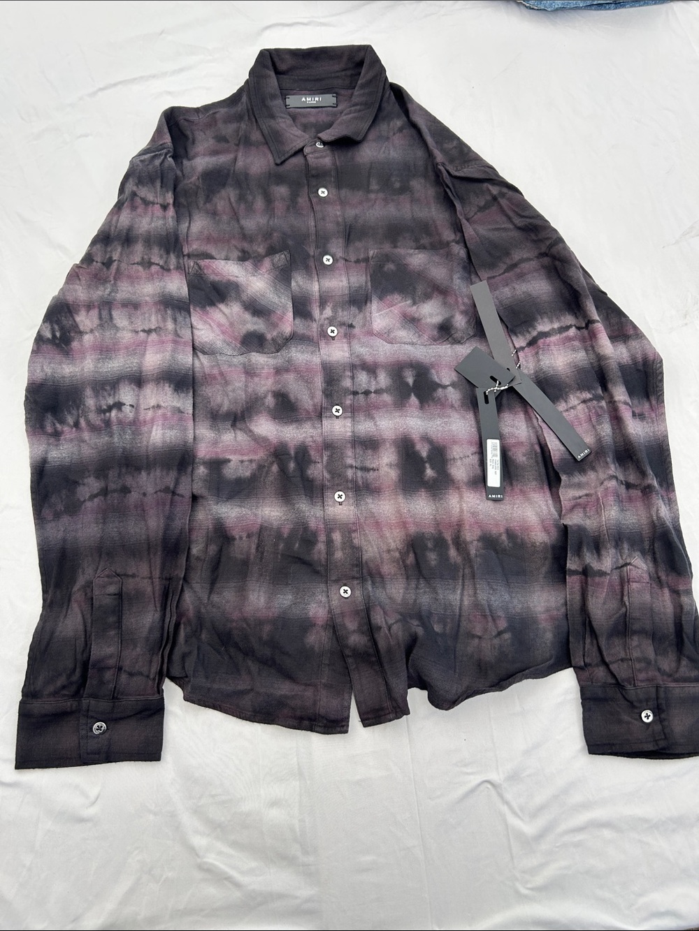 AMIRI Black and Purple Tie-Dye Shirt